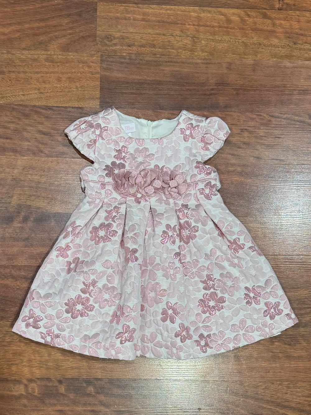Bonnie Baby - Blush Pink Floral Embroidered Party Dress